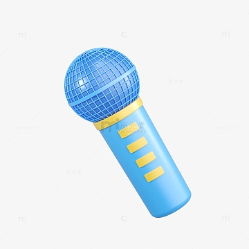 c4d3d蓝色卡通话筒免扣元素