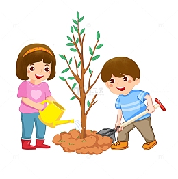 植树人物手绘