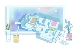 UI插画扁平化家装装修户型