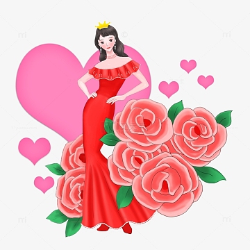 粉色妇女节女神玫瑰爱心