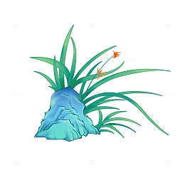 青绿国潮兰花植物手绘图