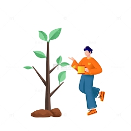 卡通植树节手绘图
