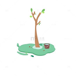 植树节春天树苗环境保护海报绿色生态矢量