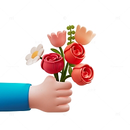 3D立体手握花束手势
