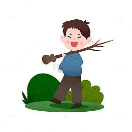 植树节小男孩快乐种树苗