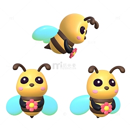 春天昆虫卡通3d蜂蜜