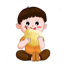 节气水果吃梨男孩儿童卡通元素