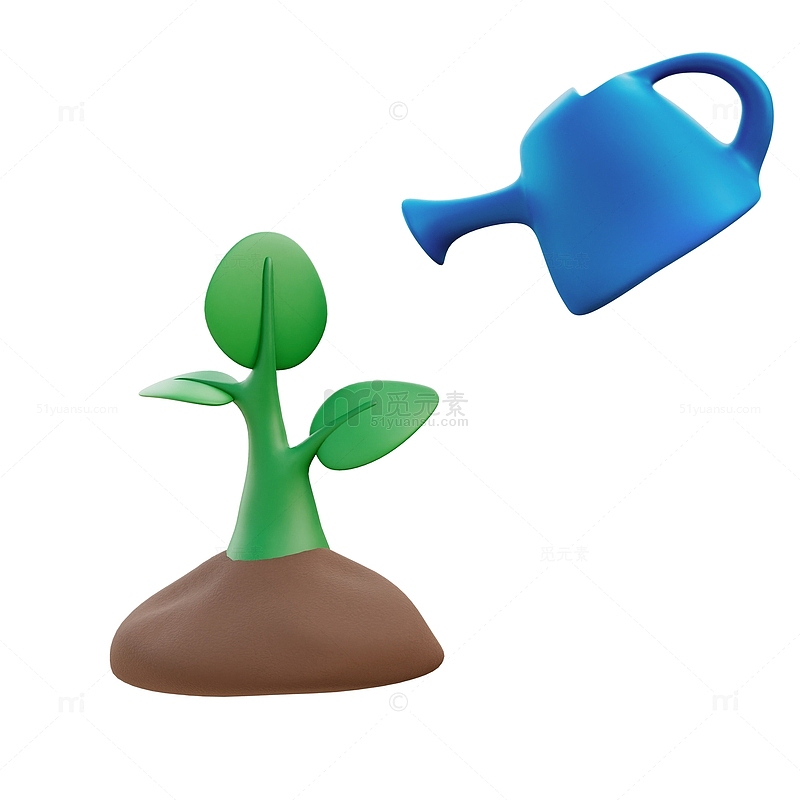 3D植树节树苗洒水壶