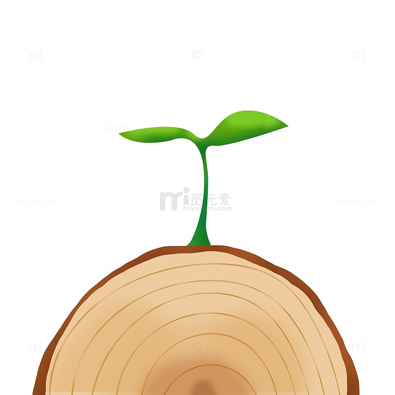 植树节树苗发芽木头元素
