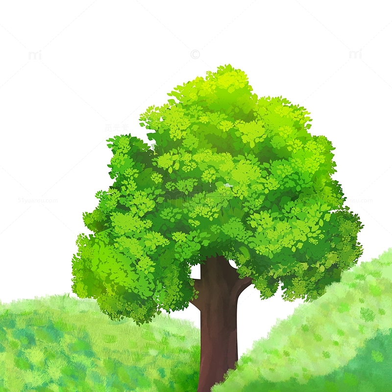 绿色小清新植树节树木草地元素