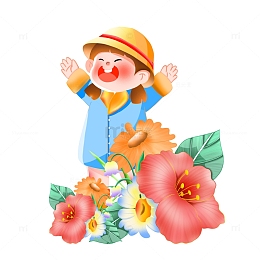 手绘惊蛰春天小插画人物卡通素材