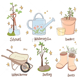 植树节植树工具树苗
