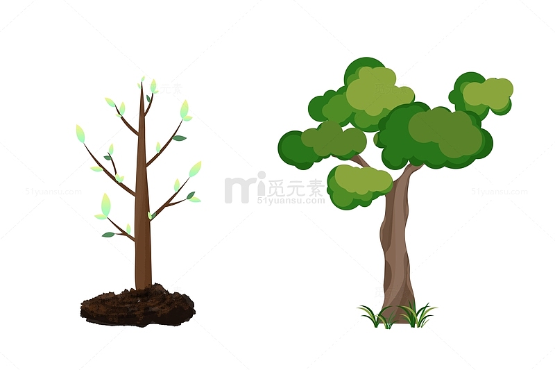 卡通绿植小树植树节树苗大树春天元素
