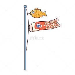 日本建筑传统手绘多彩鱼灯笼