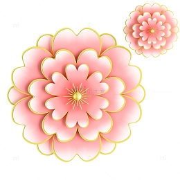 中国风粉色金边花朵