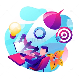 创业投资启动火箭靶心目标办公人物