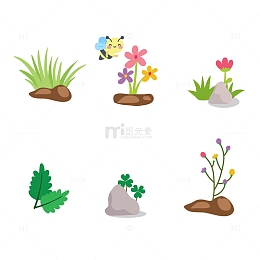 春天的植物惊蛰蜜蜂矢量小元素