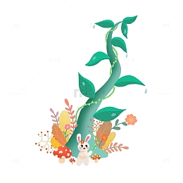 惊蛰植物花朵复苏手绘元素