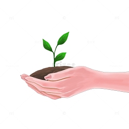 绿色植树节手捧泥土树苗