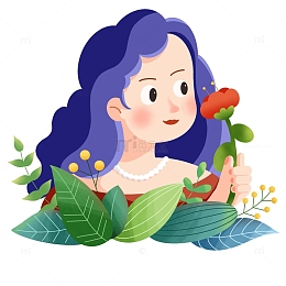 妇女节手拿花朵的女人