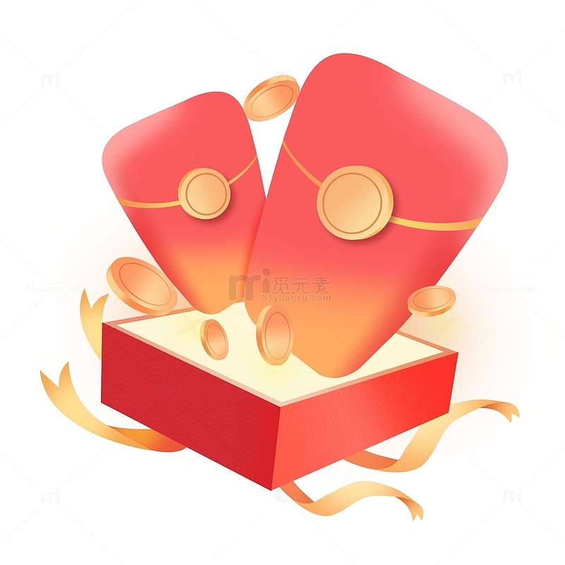 促销礼盒红包活动高清红包图标元素