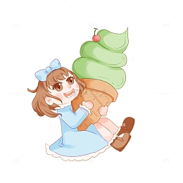 冰淇淋抹茶冰淇淋小女孩食物甜品零食可爱