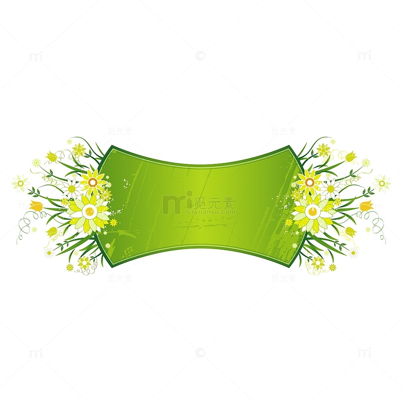 春天花朵花丛对话框标题框绿色文本框
