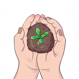 植树节植树树苗手保护