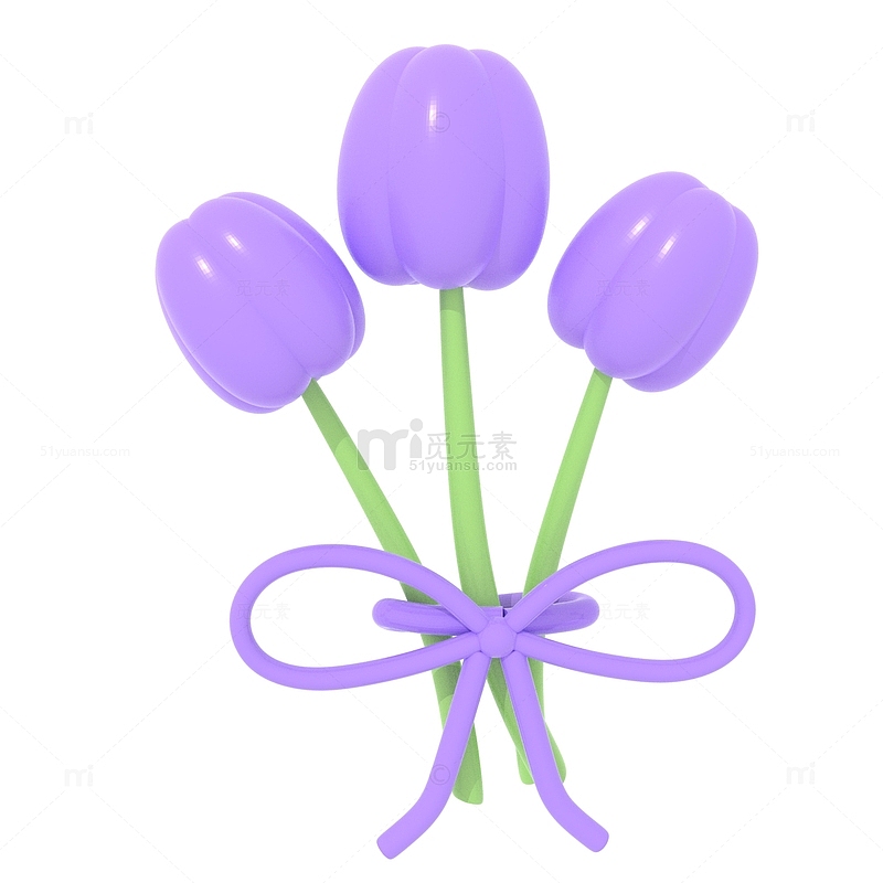 3d立体气球花春日紫色郁金香