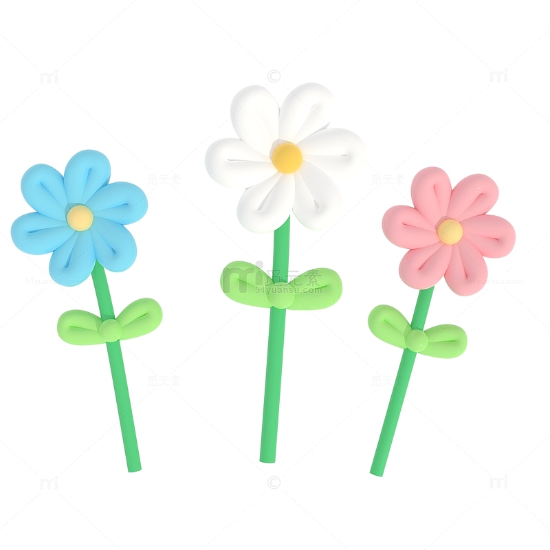 3d立体气球花春日彩色花卉花朵