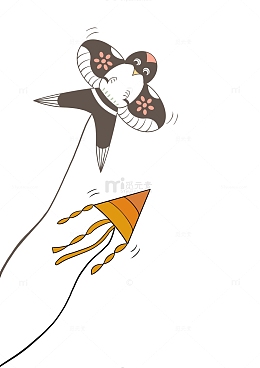 春游草地放风筝