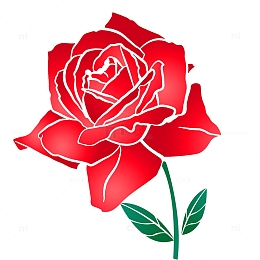 红色玫瑰装饰手绘元素