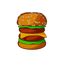 汉堡包快餐美食三渲二卡通手绘风格插画图标