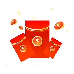 中国风红色钱币红包矢量元素