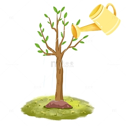 春天春季植树节小树苗浇水播种元素