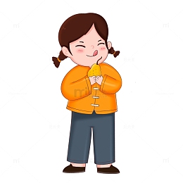 女孩惊蛰节气抱着梨子开心免抠元素