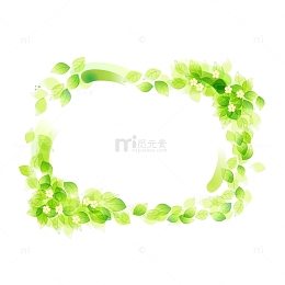 春天春季花环绿叶边框装饰元素树叶