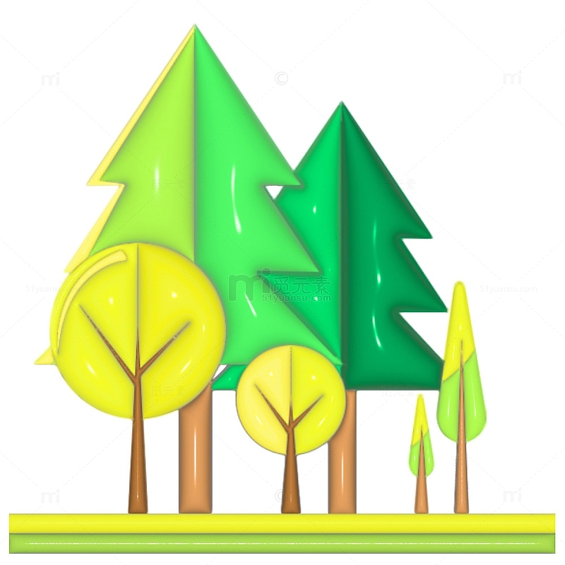 绿色植树节种树立体树木环保