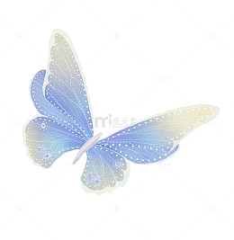 蓝色春分国风梦幻蝴蝶手绘插画元素