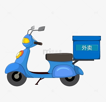 蓝色外卖电动车