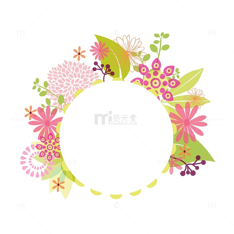 春天花朵花环装饰边框标题框
