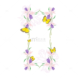 春天边框藤蔓鲜花花朵蝴蝶标题框装饰边框