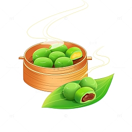 手绘国潮中国风食物青团清明节