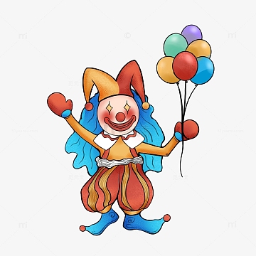 小丑手绘愚人节元素