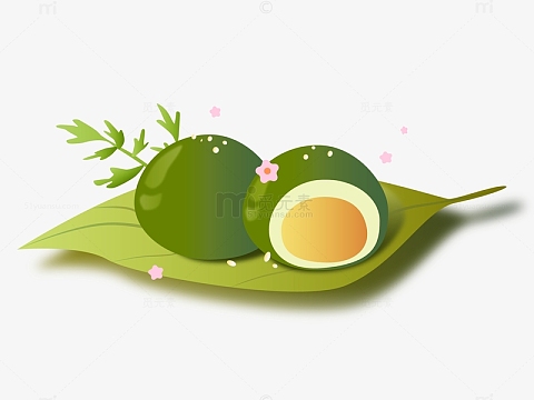 手绘卡通青团清明节传统美术