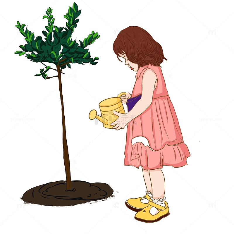 植树节浇水浇水工具小女孩