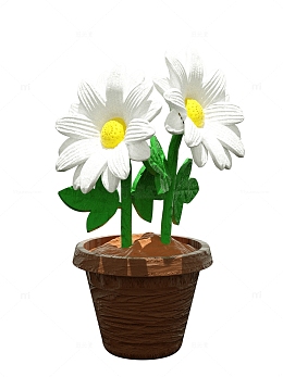 3d立体黏土风菊花鲜花