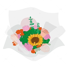 节日祝福花束插画