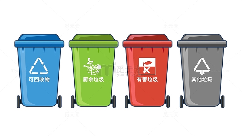 卡通垃圾分类垃圾桶