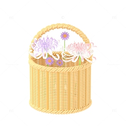 清明节祭祖菊花寒食节3d立体竹篮藤编花篮